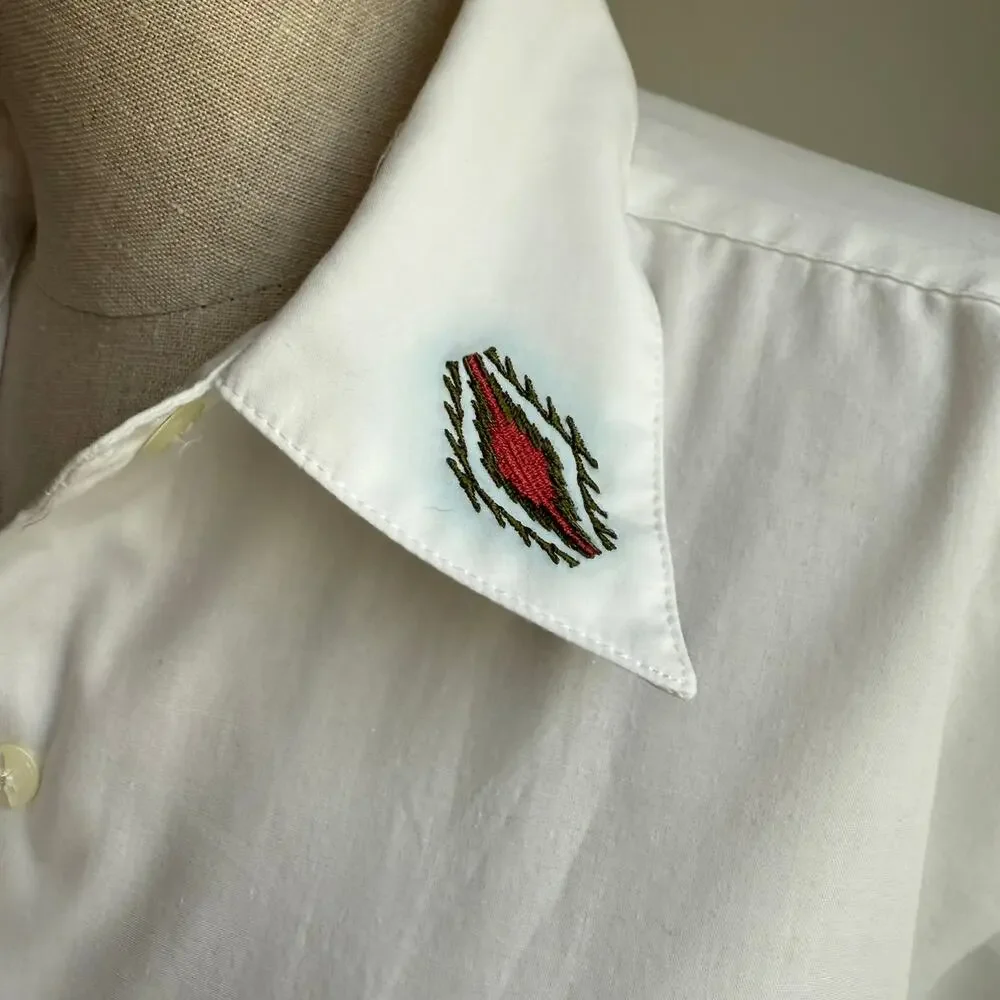 Stonybrook White Western Shirt Embroidered Aztec Design Women 18